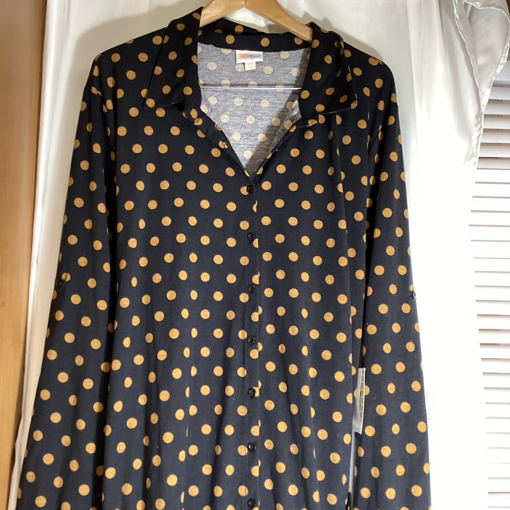 lularoe long sleeve dress size 3x with belt collard button down